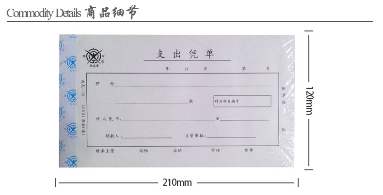 成文厚支出凭单丙式75财务记账单据21*12cm凭证会计支出证明单