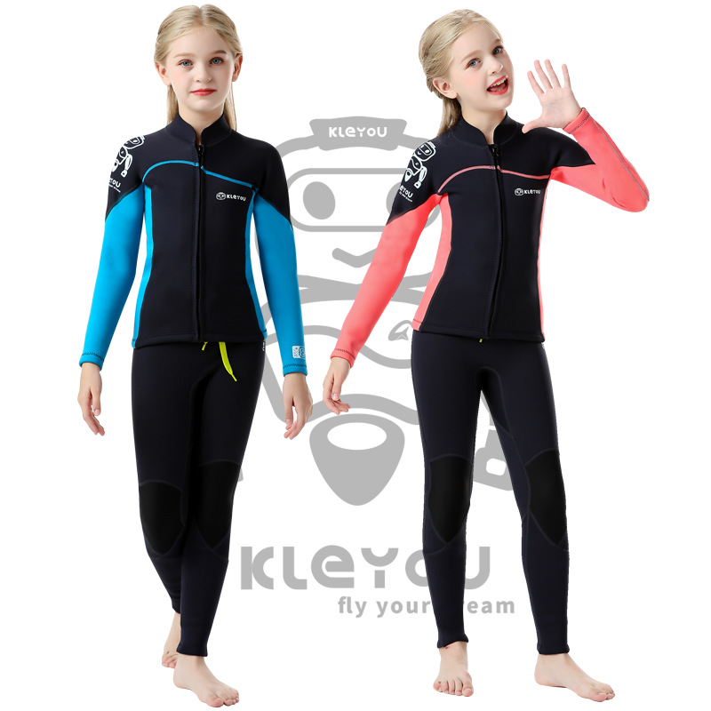 New split thick warm swimsuit 2 5MM diving suit for boys and girls long sleeve cold snorkeling student training suit