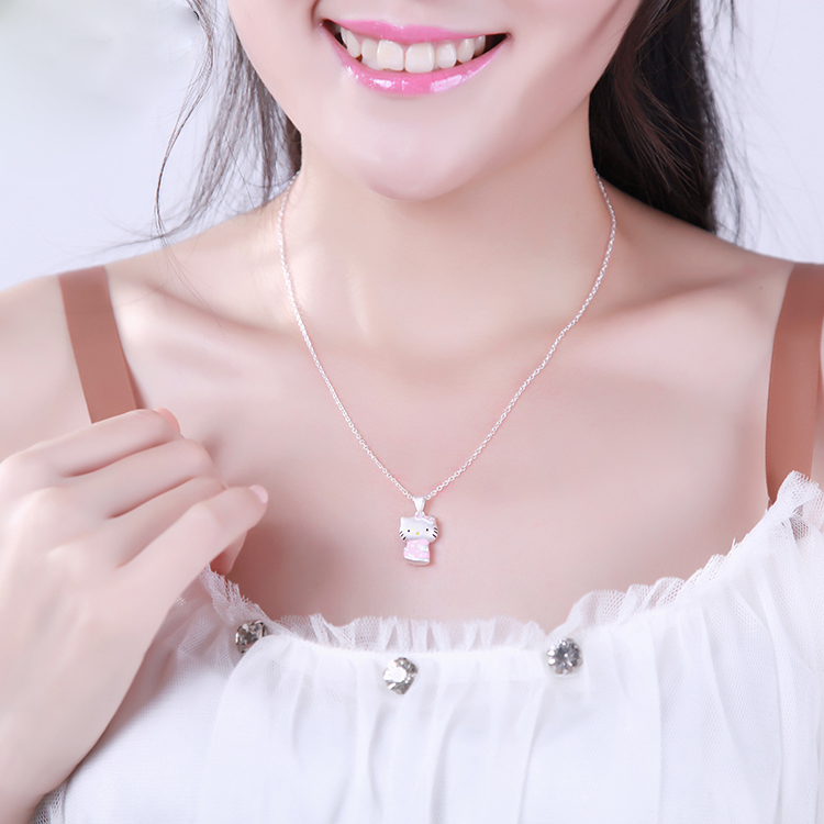 S925 sterling bạc vòng đeo tay phim hoạt hình hello kitty Hello Kitty vòng đeo tay robot mèo nam và nữ người lớn vòng đeo tay nam