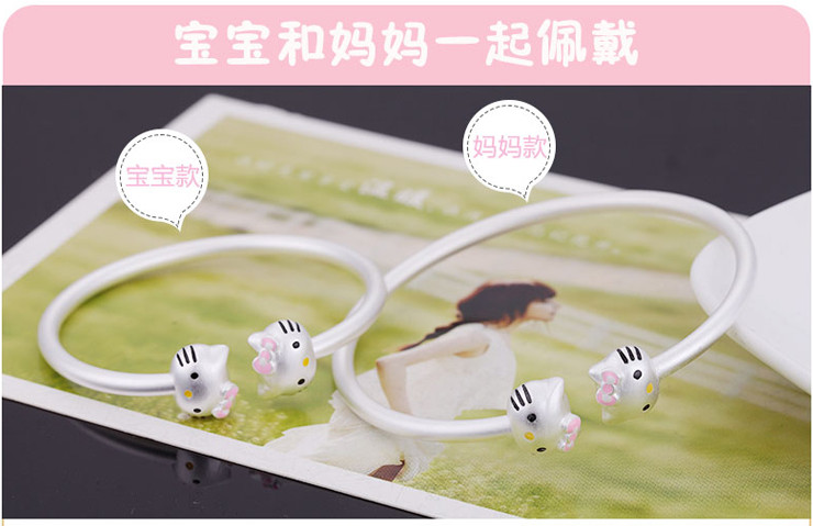 S925 sterling bạc vòng đeo tay phim hoạt hình hello kitty Hello Kitty vòng đeo tay robot mèo nam và nữ người lớn vòng tay vàng