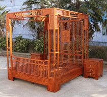 Hedgehog rosewood mahogany shelf bed Suli new Chinese style furniture rosewood shelf bed wedding bed all solid wood step-down bed