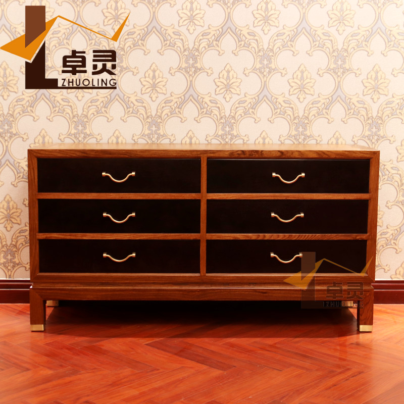 Zhuling New Chinese Hedgehog Purple Sandalwood Six Bucket Cabinet Suflower Pear Wood Bedroom TV Cabinet Containing Bucket Cabinet Solid Wood Six Bucket Closet