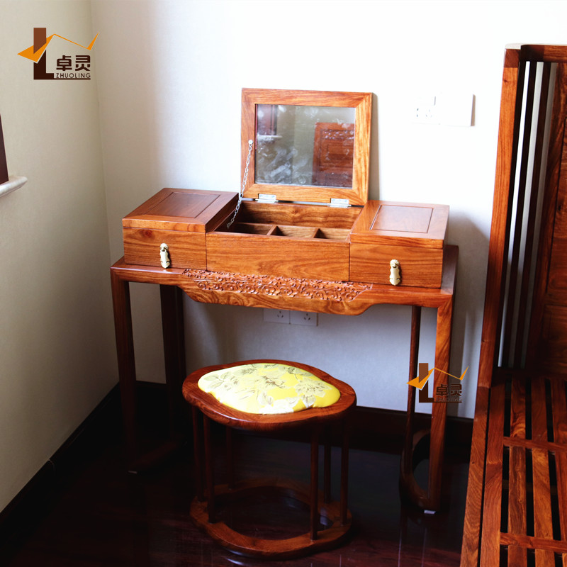 Hedgehog Purple Sandalwood Red Wood Makeup Bench Solid Wood Furniture Brief New Chinese Makeup Chair Suflower Pear Wood Xiangyun Makeup Table