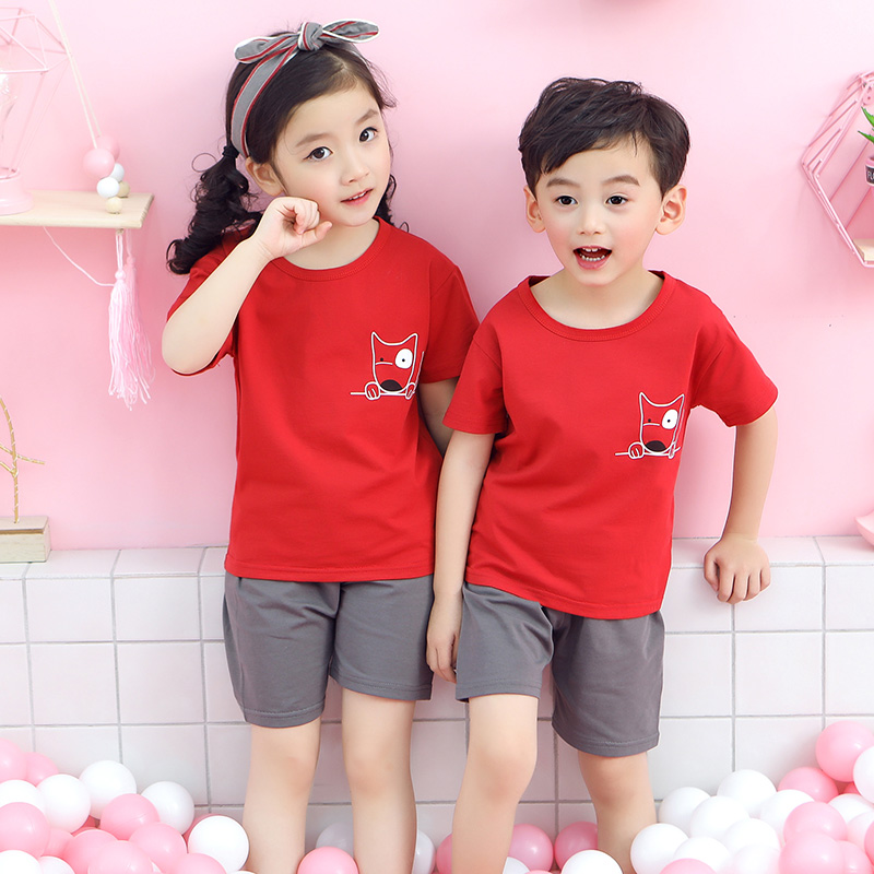 Summer 4 trẻ em ngắn tay bộ 5 cô gái bông 6 vừa và lớn cậu bé 7 chàng trai t-shirt 8 quần short cotton 3 phiên bản Hàn Quốc của triều 9 tuổi.