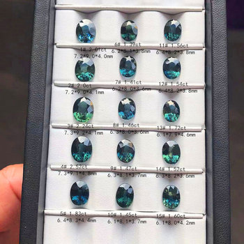 Blue-green colored oval natural loose sapphire stone