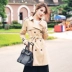 Áo đôi nữ 2019 Thu Đông New England Wind Slim Windbreaker Women Long Áo ngực đôi gió Áo khoác nữ - Trench Coat áo gió nữ Trench Coat