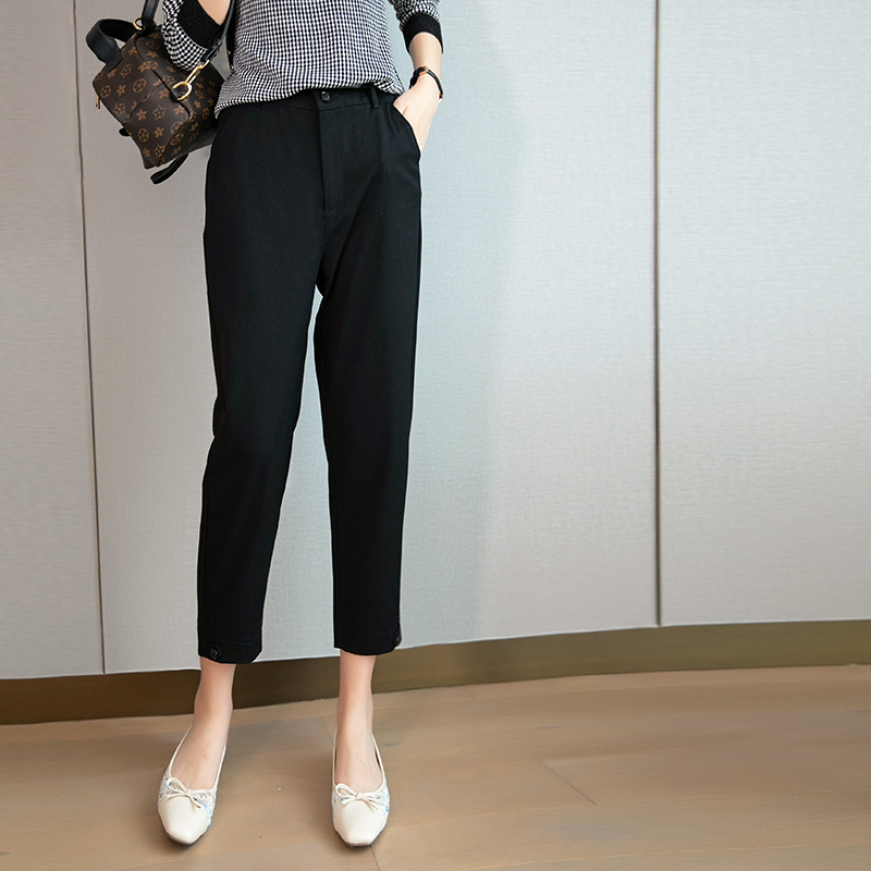 Loose Pituality Display Slim Fit Pants Woman 2022 Spring Autumn New Black Straight Drum Wide Pants 100 Hitch 90% Casual Pants
