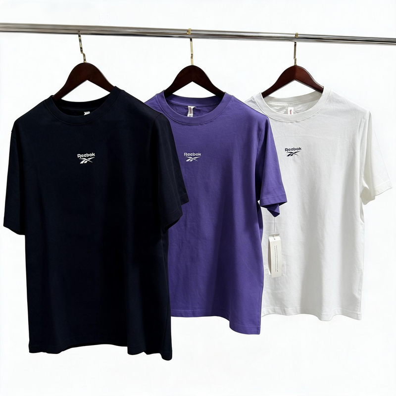Reebok Reebok T-Shirt with Logo Print on the Chest, Round Neck, Short Sleeves, Same Style for Men and Women, Simple Solid Color