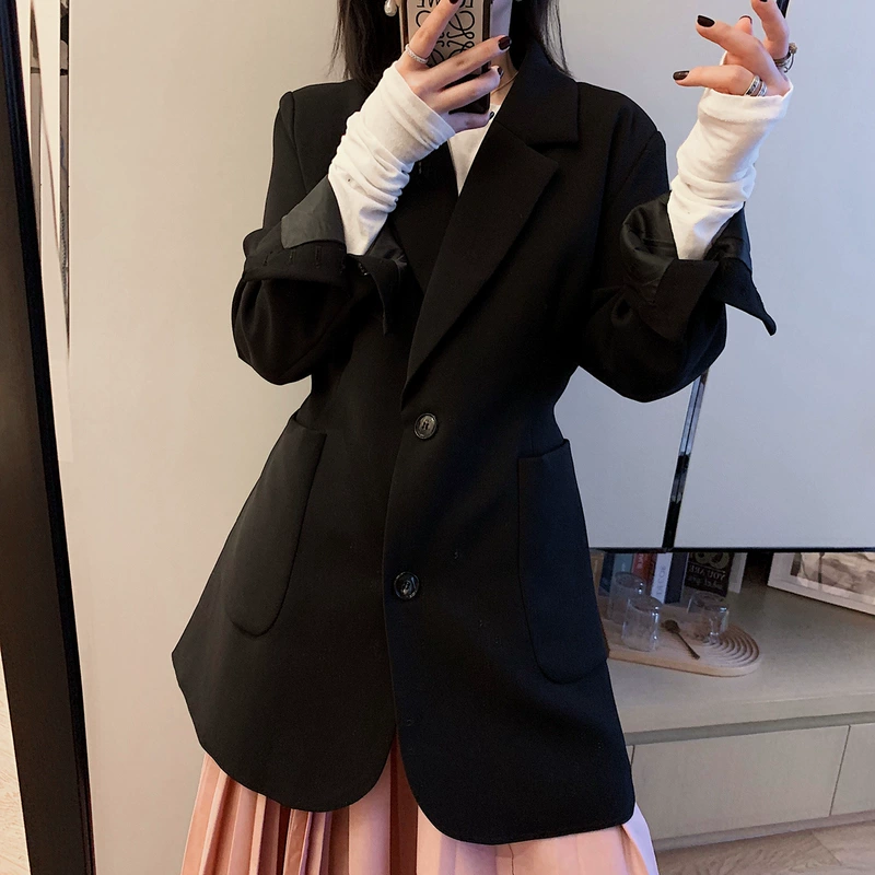 T3744 Women 2019 xuân mới saucy ve áo phù hợp với nữ là áo khoác mỏng nút phù hợp với áo khoác - Business Suit