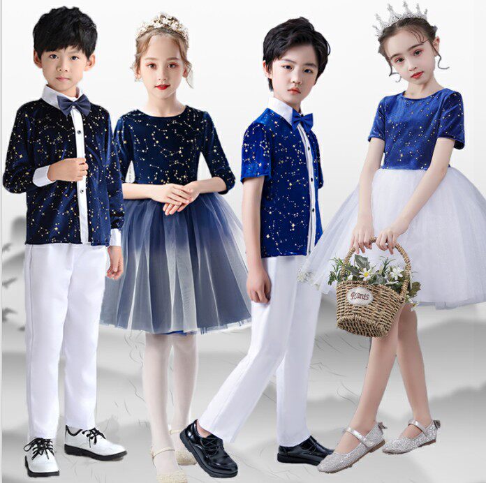 Children's chorus costumes performance costumes large chorus boys and girls dress dance primary school students recitation performance costumes