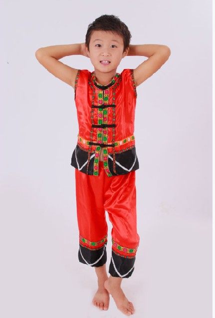 Minority clothing children March 3 Guangxi Zhuang Dance Dance Show Boys and Girls Hmong Yi