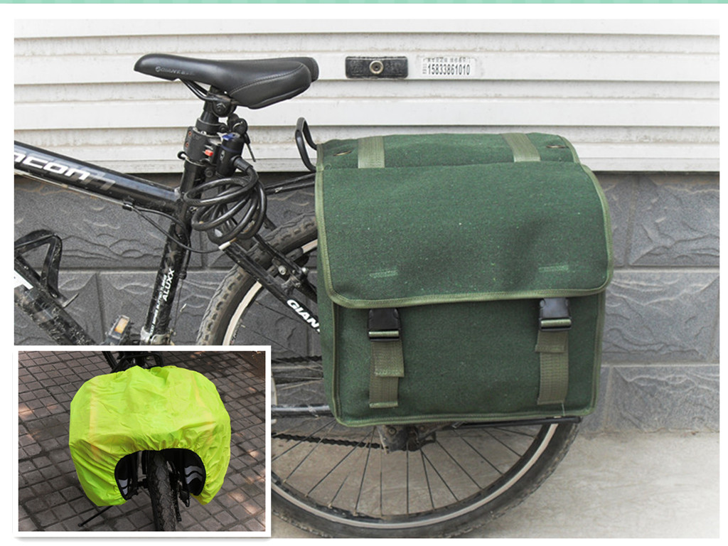 Thickened canvas Mountain bike bicycle bag tail bag back pack bag Camel bag Frame bag Rear frame bag Riding bag