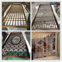 Antique bronze stainless steel screen flower lattice partition aluminum carved background wall living room entrance hotel decorative flowers