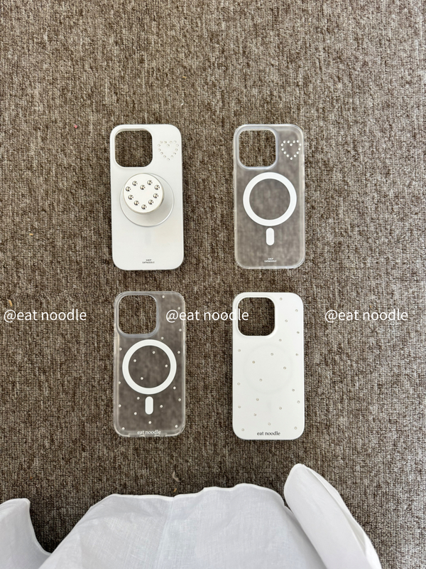 ● Eatnoodle Exclusive Niche Design Revival Model* White Black Transparent Diamond-Encrusted Magnetic Frosted Imd Suitable for Apple Iphone17Promax/16Pro/15 Phone Case ● Eatnoodle Exclusive Niche Design Revival Model* White Black Transparent Diamond-Encrusted Magnetic Frosted Imd Suitable for Apple Iphone17Promax/16Pro/15 Phone Case