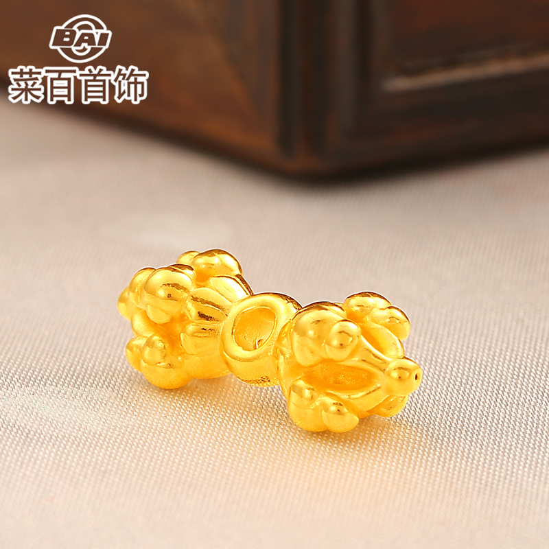 Caibai jewelry gold foot gold pendant Buddhist magic pestle gold pestle six-character proverbs pendant price 3D