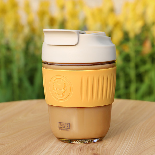 Disney Glass Women's Summer Portable Straw Cup Heat-Resistant and Explosion-Proof Double Drinking Mouth Coffee Cup with Water-Proof