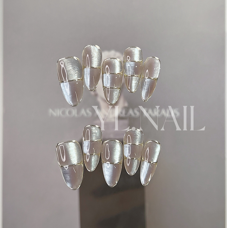 【Yl.Nail Meditation Bowl】Handmade Nail Art ins Unique Blue Light Cat Eye Harry Potter Magic Wearable Nails