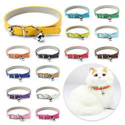 Pet Collar with Bell Adjustable Dog Collar Pu Leather Puppy Collar Puppy Cat Collar White Red