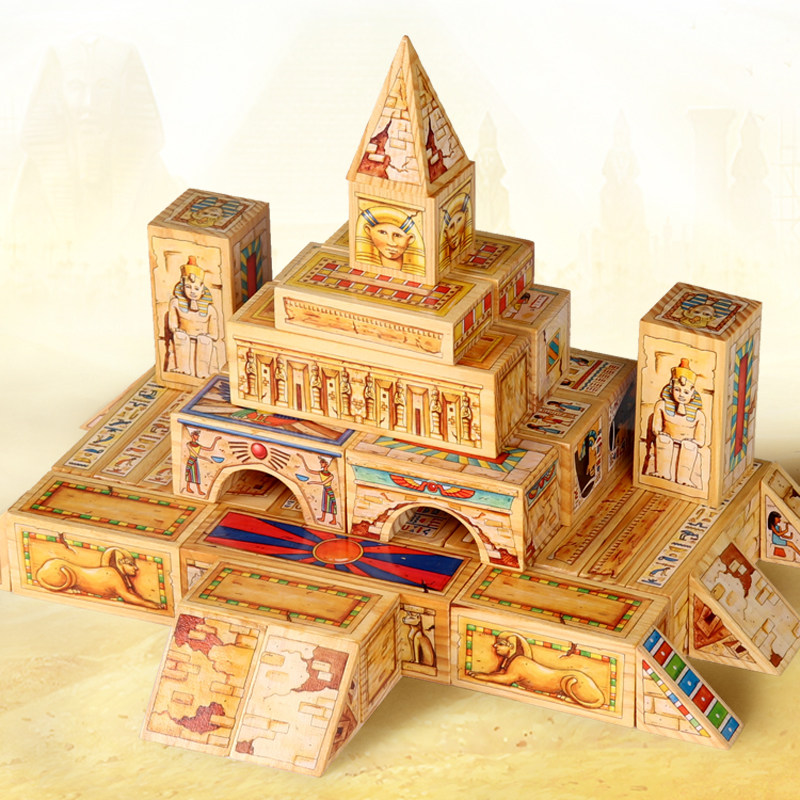 Wooden Egyptian pyramid characteristic theme building blocks children's creative educational desktop construction toys 3-10 years old