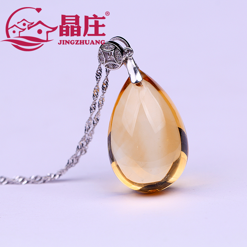 Natural Yellow Crystal Drop Pendant Basil Original Mine Orange Yellow Diamond Cutting Process Full Net Body Flawless Collection