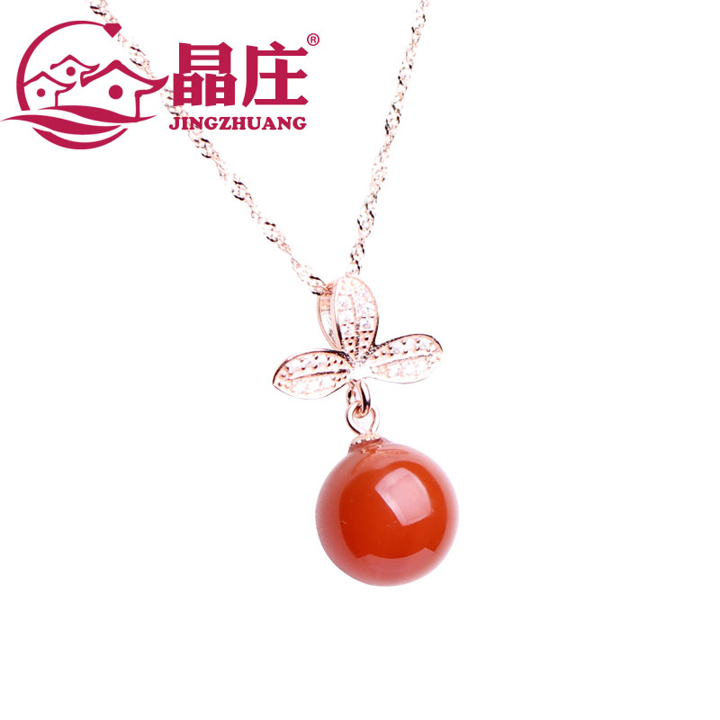 New natural southern red agate necklace clover pendant s925 silver rose gold birth year to send mother necklace