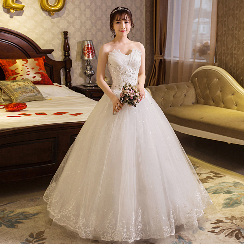 Wedding dress 2021 new Qi wedding dress bandeau lace flower Korean simple thin wedding bandeau