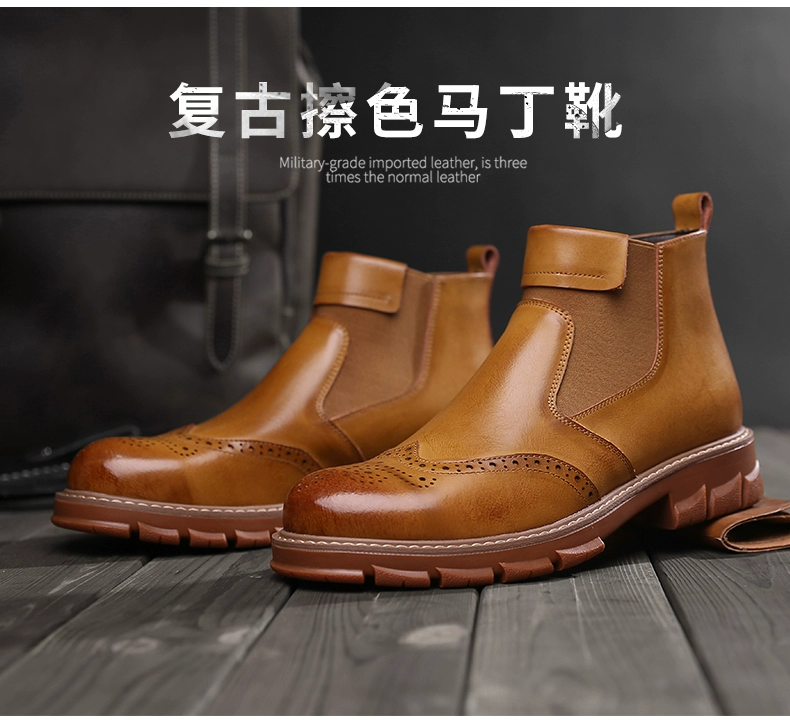 Giày cao cổ Martin boots da nam cao cổ giày quân đội mùa đông giày nam ấm áp tất cả các trận đấu giày tuyết giày bốt da dụng cụ - Giay cao