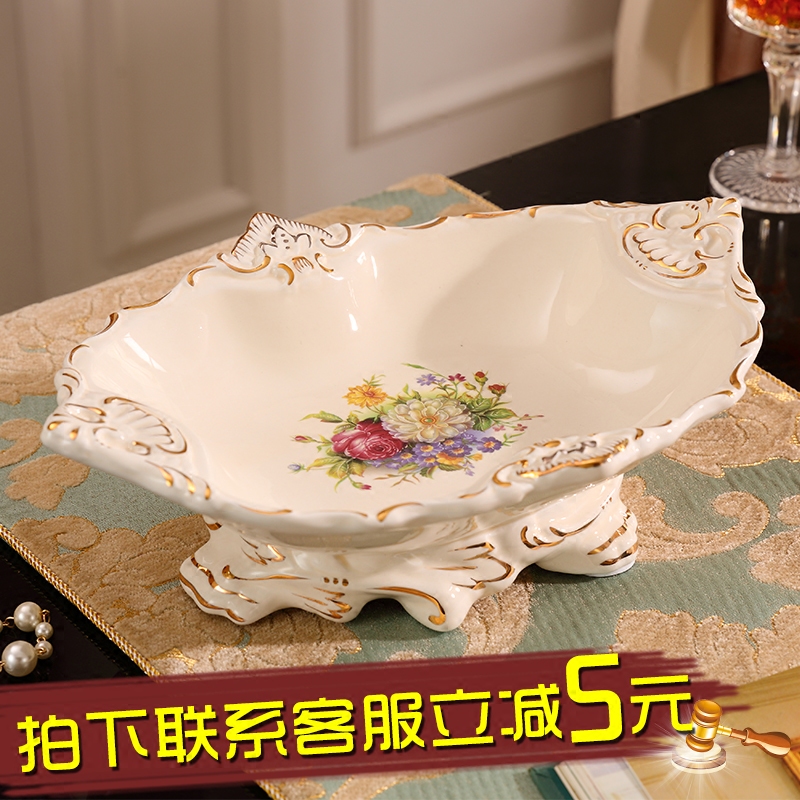 European-style fruit plate luxury Creative and practical home accessories living room coffee table decoration gifts American-style ceramic fruit plate