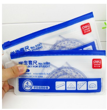 Full of 29 effective 9597 sets of rulers student drawing ruler triangle ruler protractor bag with clear scale