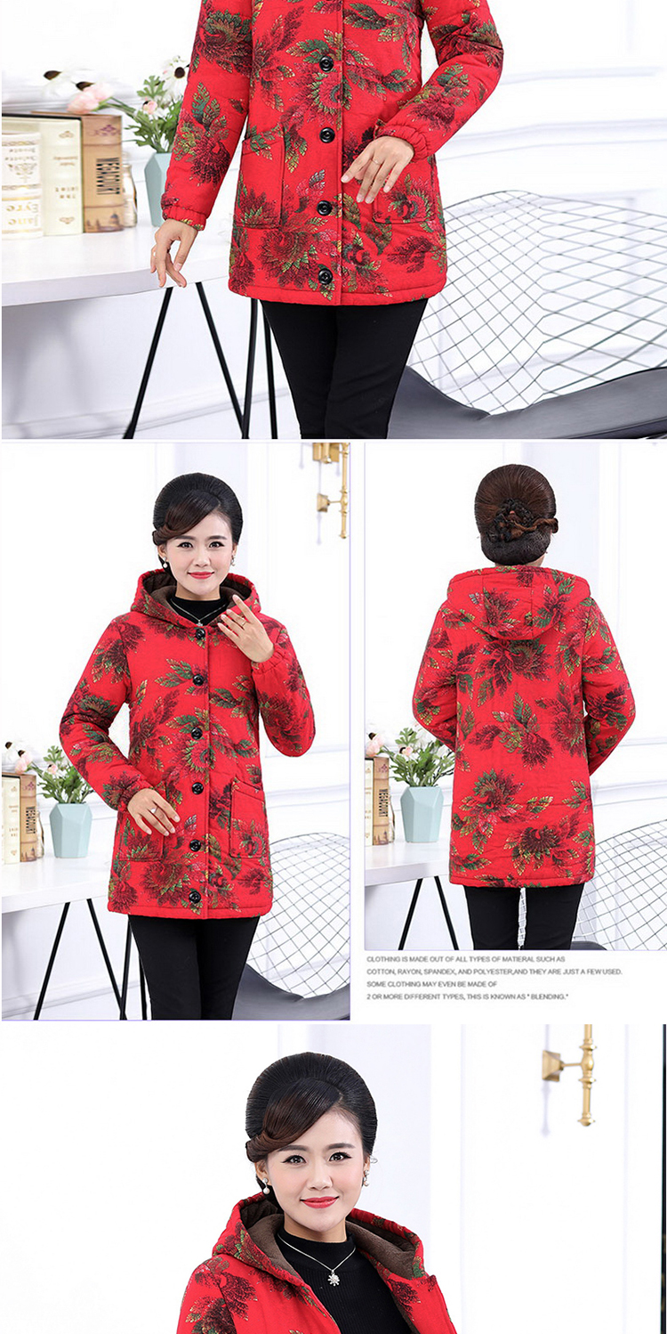 Quần áo mùa đông của phụ nữ trung niên cộng với áo cotton kích cỡ mẹ tải áo khoác dày bà ngoại tải cộng với quần áo cotton dày nhung ấm mua quần áo cho mẹ trung tuổi
