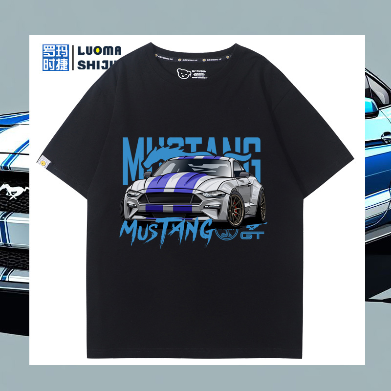 Ford Mustang Shelby Modified Culture American Muscle Car Loose Summer Short-Sleeved T-Shirt Men's Clothing
