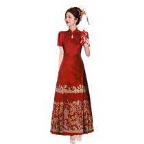 New Chinese style horse face skirt toasting suit 2024 new bride wedding red top engagement dress skirt suit cheongsam