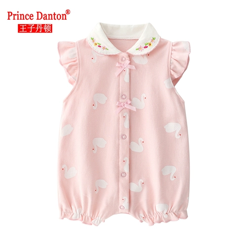 Детская тонкая хлопковая летняя одежда для новорожденных, милое боди для девочек для принцессы, короткий рукав, 0-1 лет