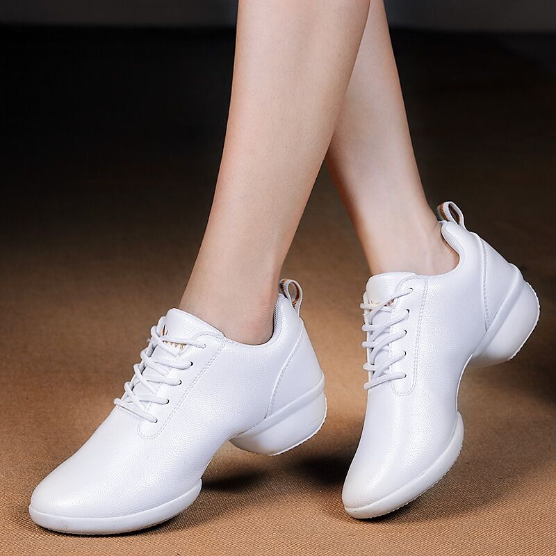 Allaway Square Dance Shoes Women Dance Shoes Genuine Leather Dancing Women Shoes Adult Soft Bottom With White Sailors Dancing Shoes