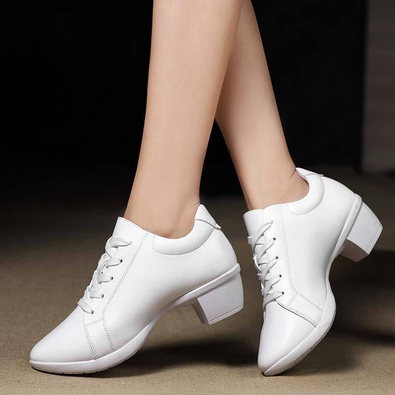 Allaway 2021 New Autumn Winter Dance Shoes Square Dance Shoes Women Real Leather Soft Bottom Jazz Fitness Sailors Dancing Shoes
