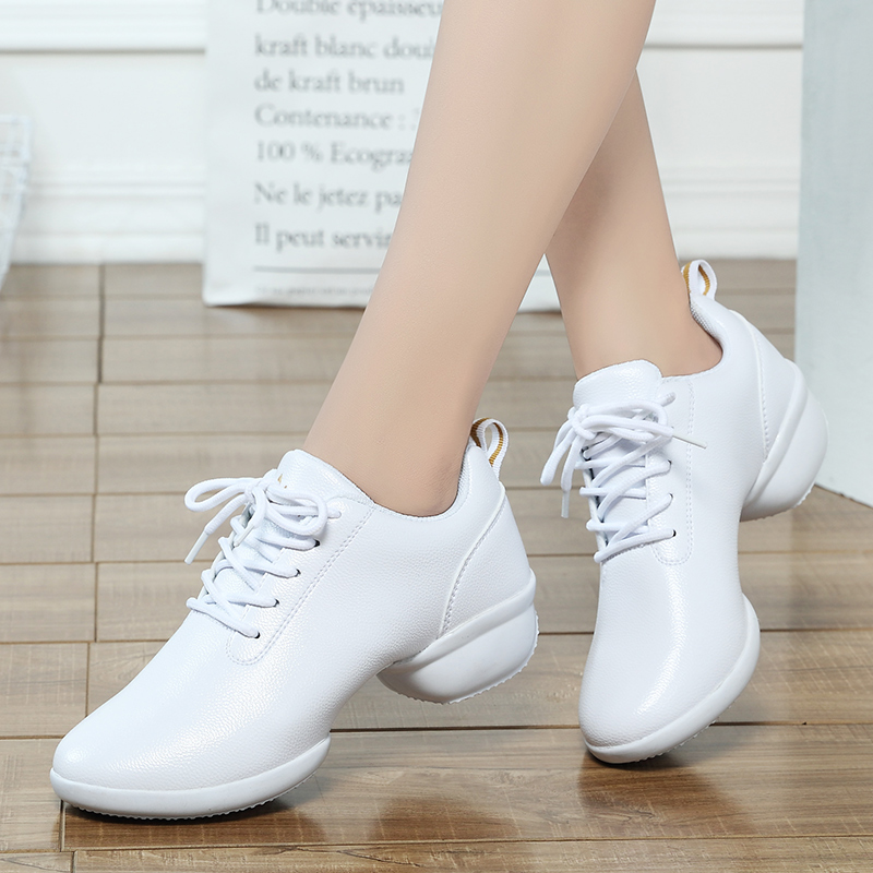 Allaway 2021 New Autumn Winter Dance Shoes Square Dance Shoes Women Real Leather Soft Bottom Jazz Fitness Sailors Dancing Shoes