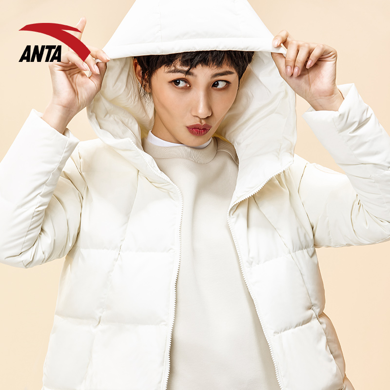 Anta down jacket nữ 2018 thu đông mới áo ấm gió thể thao cotton giản dị áo khoác thời trang trùm đầu —