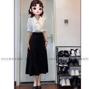 White Chiffon Shirt for Women, Short-Sleeved, Summer Professional Formal Wear, Teacher Outfit, Civil Servant Attire, Career Interview Suit