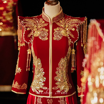 Neon Show Wont Feds 2022 New Brides Chinese Longfeng Coat Toast to Wine Womans Slim Velvety Autumn Winter