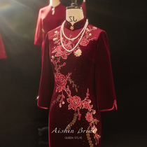 Mother Qipao < Peony > Wedding Party Wedding Banquet 2022 New Gown Dress Wedding Toast With Great Code Velvet Autumn