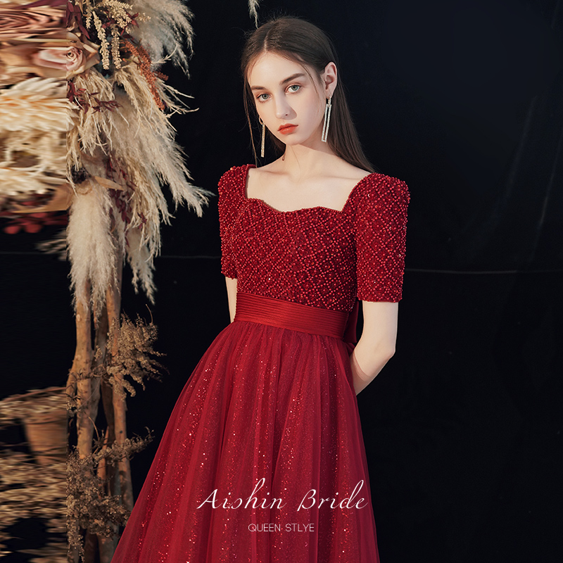 Toast to the bride 2022 new wedding gown small sub-back door temperament elegant engagement The fugitive princess is conspicuthin