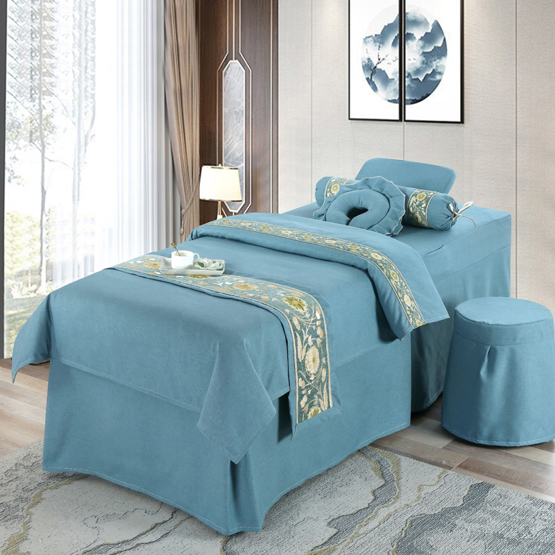 Four Seasons Universal Beauty Bed Four-Piece Set Cotton Linen Bedspread Quilt Pillowcase Stool Cover with Quilt Core