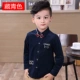Áo sơ mi nữ tay dài 2018 xuân hè mới cho bé trai áo nhung kẻ phiên bản Hàn Quốc áo sơ mi dài tay trẻ em quần áo bé trai