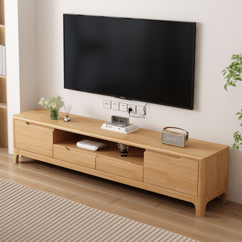 Solid Wood TV Cabinet Modern Brief About 1 2 1 8 m Small Family Style Living Room Home Rubber Wood Solid Wood TV Cabinet-Taobao
