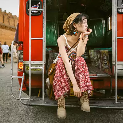 Thailand holiday clothing travel wear flower pants tide women loose straight trousers chiffon wide leg pants chiffon wide leg pants high waisted summer