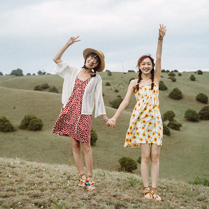 Dream Marson ensemble Ocean dress Inner Lap Harness Short Dress Girlfriends Little Guy Sleeveless Dorsal Bottom Skirt Crummy Female Summer