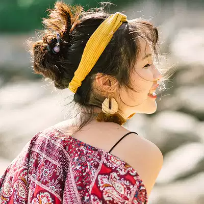 Wild ethnic wind hairband Face wash hairband Travel accessories Cross hairband Bohemian headband