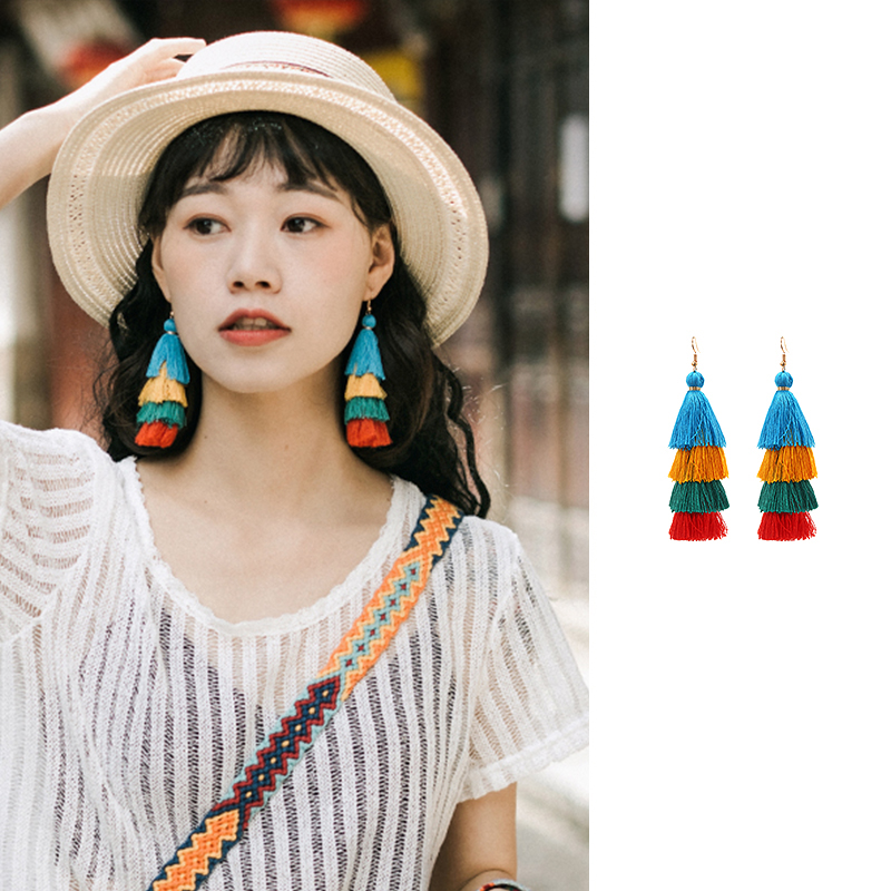 Dream of the horse travel women's vacation wear accessories ethnic style earrings bohemian color fringe earrings long model