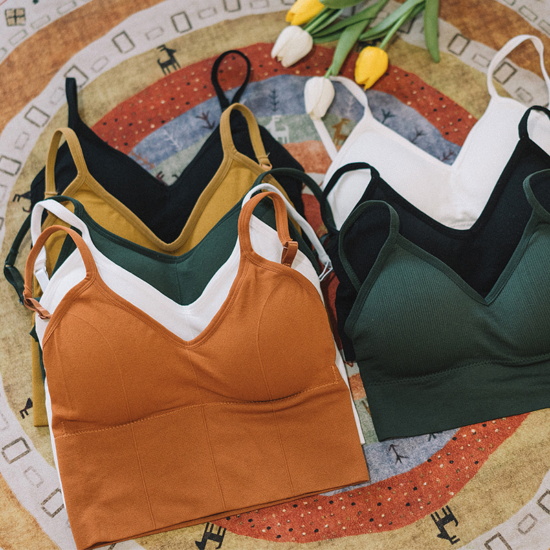 Dream Ma Mei back sling no steel ring all-match short bottoming vest girl student bra with integrated bra