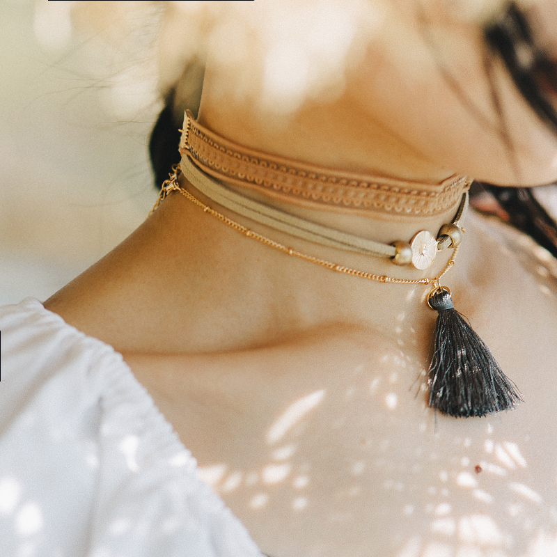 Triple Lock Bone Chain National Wind Ornament Multilayer Necklace Wear with matching Accessories Streaming Su Pendant Dream Horse Travel Accessories